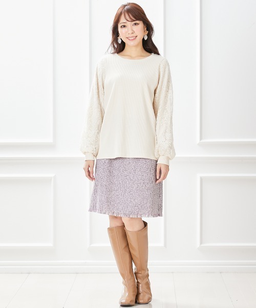 marun(マルン)の「<大きいサイズ> 刺しゅう袖リブカットソー marun(Tシャツ/カットソー・レディース・ホワイト系・5L/4L/LL/L/3L)」の13枚目の写真