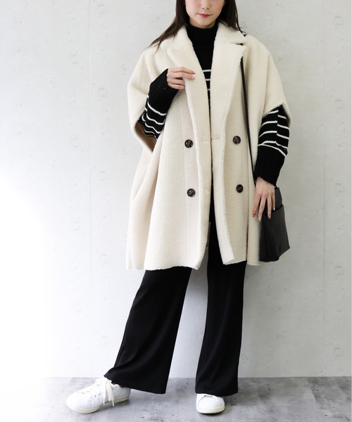 Per sist ence(パーシエンス)の「Per sist ence/パーシエンス バルキー3.5Gボーダーハイネックチュニック(ニット/セーター・レディース・ネイビー/ブラック/ホワイト×ブラック・FREE)」の6枚目の写真
