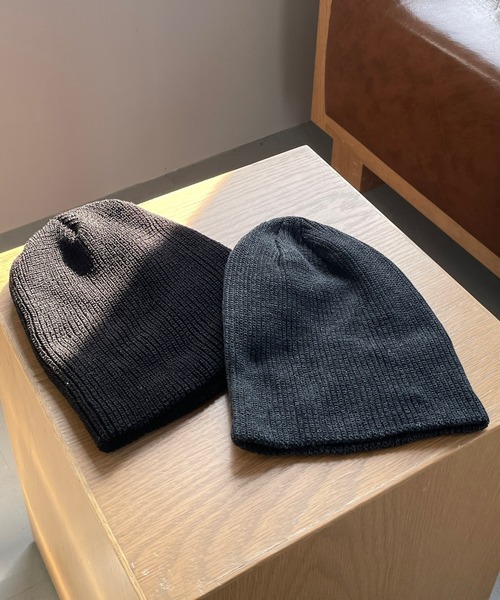 LE MORE（リモア）の「リブ編みニット帽（ニットキャップ/ビーニー・レディース・ダークグレー/ブラック・FREE）」の2枚目の写真