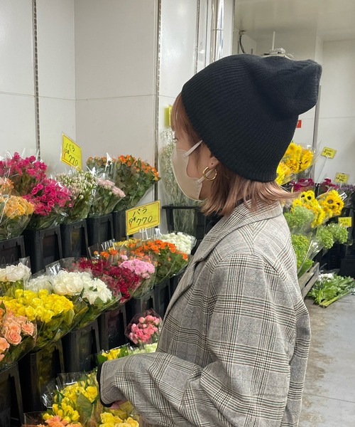 LE MORE（リモア）の「リブ編みニット帽（ニットキャップ/ビーニー・レディース・ダークグレー/ブラック・FREE）」の5枚目の写真