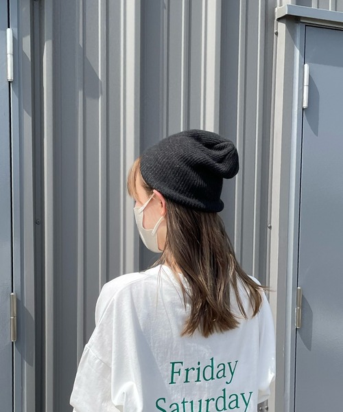 LE MORE（リモア）の「リブ編みニット帽（ニットキャップ/ビーニー・レディース・ダークグレー/ブラック・FREE）」の8枚目の写真