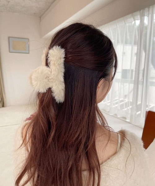 Heather（ヘザー）の「ファーバンスクリップ　171547（バレッタ/ヘアクリップ・レディース・ブラウン/ピンク/アイボリー・ONE SIZE）」の2枚目の写真