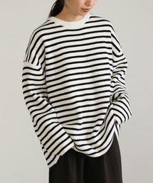 select MOCA | 2022 AW クルーネックボーダーオーバーニット(ニット/セーター)