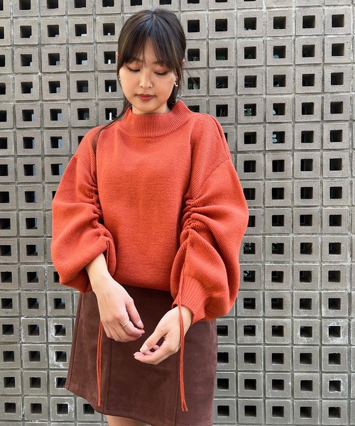 Brownie（ブラウニー）の「Brownie モックネックドロストスリーブプルオーバー（ニット/セーター・レディース・パープル/ブラウン/アイボリー/チャコール/オレンジ・FREE）」の22枚目の写真