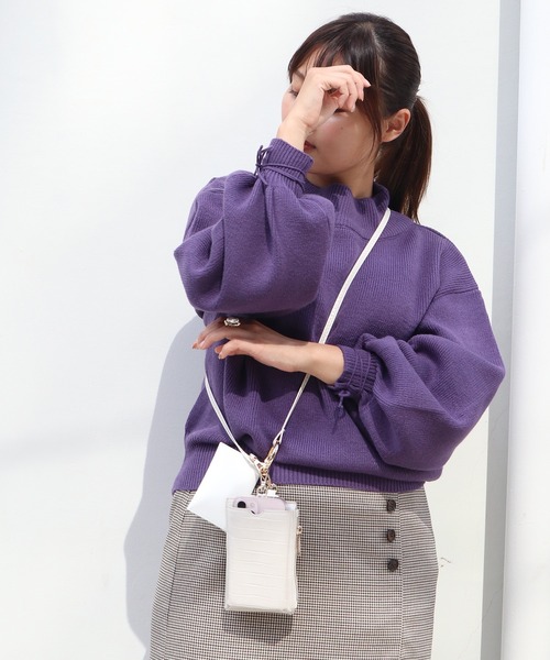 Brownie（ブラウニー）の「Brownie モックネックドロストスリーブプルオーバー（ニット/セーター・レディース・パープル/ブラウン/アイボリー/チャコール/オレンジ・FREE）」の10枚目の写真