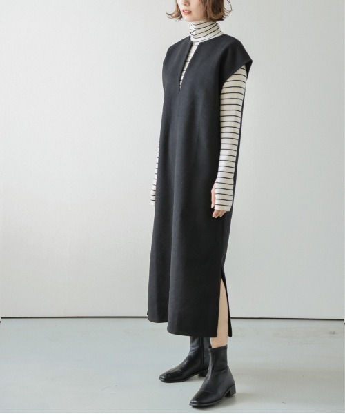 AMELY(エミリー)の「キーネック大人ワンピース(ワンピース・レディース・グリーン/ネイビー/ブラック/ベージュ系その他/ブラウン・フリー)」の7枚目の写真