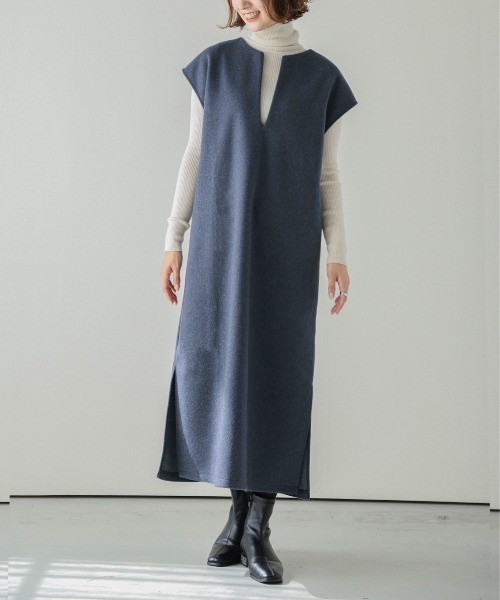 AMELY(エミリー)の「キーネック大人ワンピース(ワンピース・レディース・グリーン/ネイビー/ブラック/ベージュ系その他/ブラウン・フリー)」の15枚目の写真