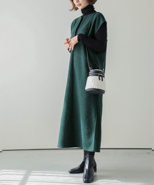 AMELY(エミリー)の「キーネック大人ワンピース(ワンピース・レディース・グリーン/ネイビー/ブラック/ベージュ系その他/ブラウン・フリー)」の12枚目の写真