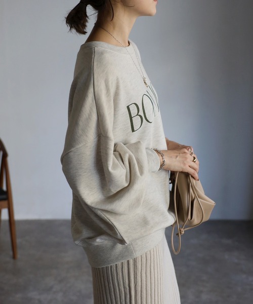 Bonjour Sagan（ボンジュールサガン）の「BONJOURロゴスウェット（スウェット・レディース・チャコールグレー/ブラウン/オートミール/ベージュ/グリーン系その他・FREE）」の7枚目の写真