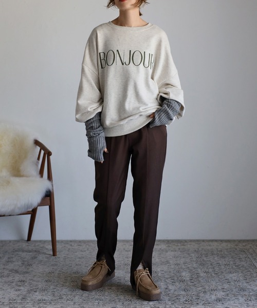 Bonjour Sagan（ボンジュールサガン）の「BONJOURロゴスウェット（スウェット・レディース・チャコールグレー/ブラウン/オートミール/ベージュ/グリーン系その他・FREE）」の13枚目の写真