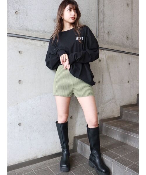 MURUA（ムルーア）の「リブニットキュロット（スウェットパンツ・レディース・ブラック/グレー/モカ・FREE）」の20枚目の写真