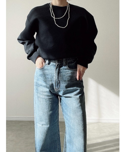 Yucca(ユッカ)の「裾フリンジデニムワイドパンツ(MEKKE 低身長向け)(デニムパンツ・レディース・ブラック/ブルー・X-SMALL/SMALL/MEDIUM)」の17枚目の写真