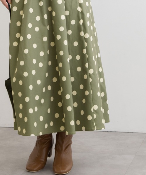 POU DOU DOU（プードゥドゥ）の「ランダムドットプリントフレアスカート（スカート・レディース・ダークグレー/ミント/キナリ・3）」の11枚目の写真