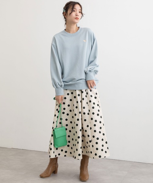 POU DOU DOU（プードゥドゥ）の「ランダムドットプリントフレアスカート（スカート・レディース・ダークグレー/ミント/キナリ・3）」の14枚目の写真