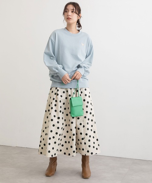 POU DOU DOU（プードゥドゥ）の「ランダムドットプリントフレアスカート（スカート・レディース・ダークグレー/ミント/キナリ・3）」の15枚目の写真