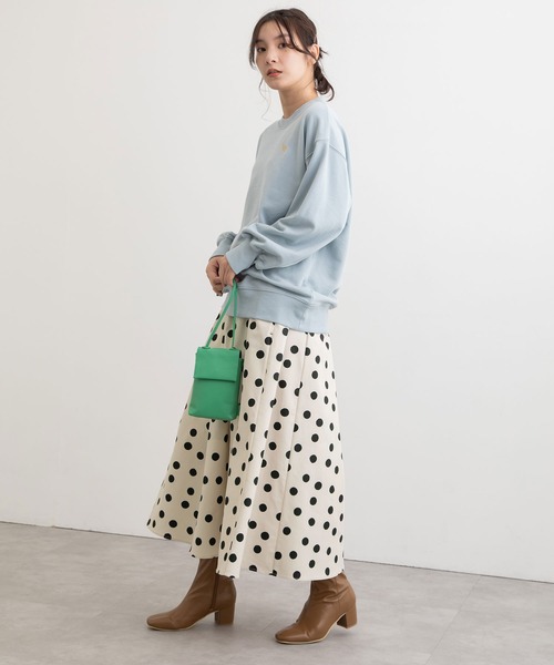 POU DOU DOU（プードゥドゥ）の「ランダムドットプリントフレアスカート（スカート・レディース・ダークグレー/ミント/キナリ・3）」の16枚目の写真