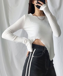 me+em select | カットアウトショートメローリブトップス【 韓国製 】(Tシャツ/カットソー)