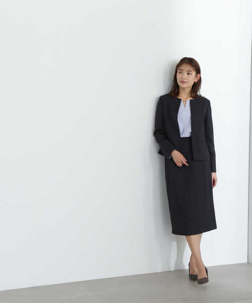 NATURAL BEAUTY BASIC(ナチュラルビューティーベーシック)の「<シャークスキンセットアップシリーズ>ノーカラージャケット(ノーカラージャケット・レディース・ネイビー/グレー・SMALL/MEDIUM)」の20枚目の写真