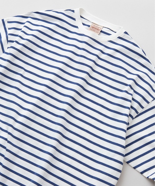 OUTDOOR PRODUCTS APPAREL（アウトドアプロダクツアパレル）の「ルーズシルエット　ボーダーロングTシャツ（Tシャツ/カットソー・レディース・ピンク/グリーン/ブラック/ブルー・MEDIUM）」の3枚目の写真