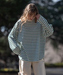 ルーズシルエット　ボーダーロングTシャツ