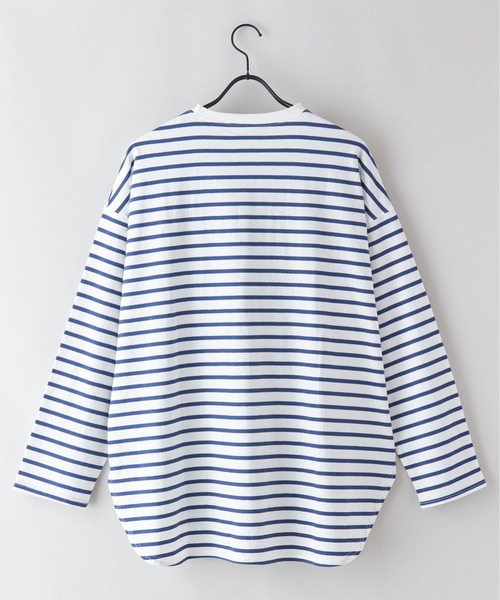 OUTDOOR PRODUCTS APPAREL（アウトドアプロダクツアパレル）の「ルーズシルエット　ボーダーロングTシャツ（Tシャツ/カットソー・レディース・ピンク/グリーン/ブラック/ブルー・MEDIUM）」の5枚目の写真