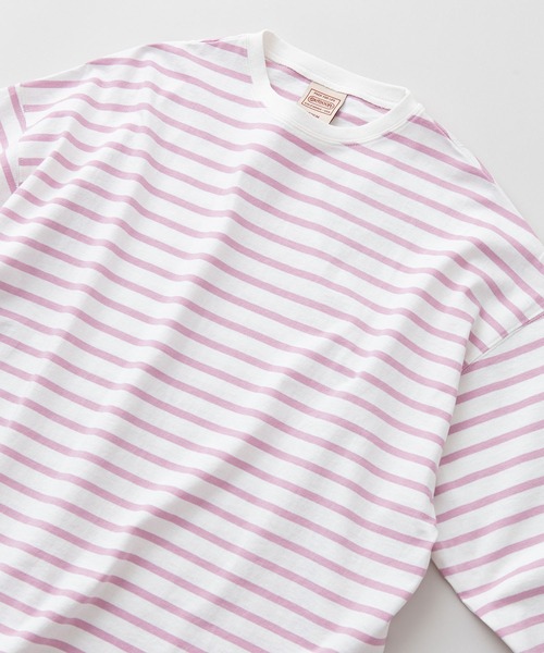 OUTDOOR PRODUCTS APPAREL（アウトドアプロダクツアパレル）の「ルーズシルエット　ボーダーロングTシャツ（Tシャツ/カットソー・レディース・ピンク/グリーン/ブラック/ブルー・MEDIUM）」の14枚目の写真