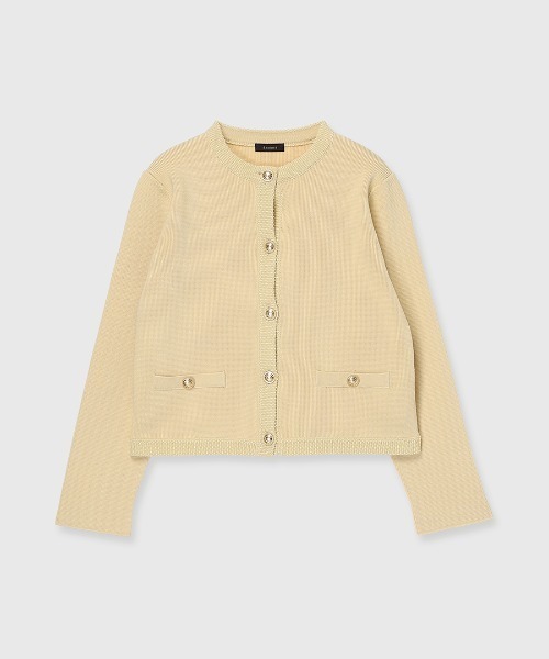 ZOZO限定】オリジナルボタンノーカラーニットジャケット（ノーカラー