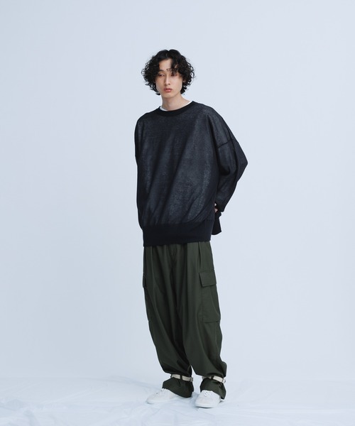 ADAM ET ROPE'（アダムエロペ）の「【WEB限定】麻調 ルーズ シアー サマーニット ビッグプルオーバー / ユニセックス（Tシャツ/カットソー・メンズ・ホワイト/ブラック/パープル/オレンジ・M/L）」の11枚目の写真