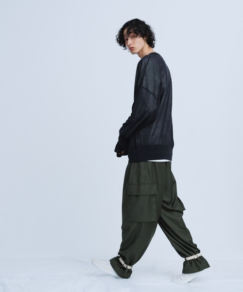 ADAM ET ROPE'（アダムエロペ）の「【WEB限定】麻調 ルーズ シアー サマーニット ビッグプルオーバー / ユニセックス（Tシャツ/カットソー・メンズ・ホワイト/ブラック/パープル/オレンジ・M/L）」の14枚目の写真