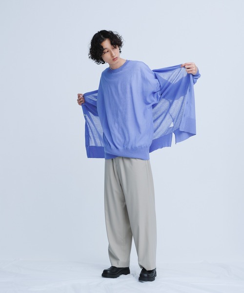 ADAM ET ROPE'（アダムエロペ）の「【WEB限定】麻調 ルーズ シアー サマーニット ビッグプルオーバー / ユニセックス（Tシャツ/カットソー・メンズ・ホワイト/ブラック/パープル/オレンジ・M/L）」の20枚目の写真