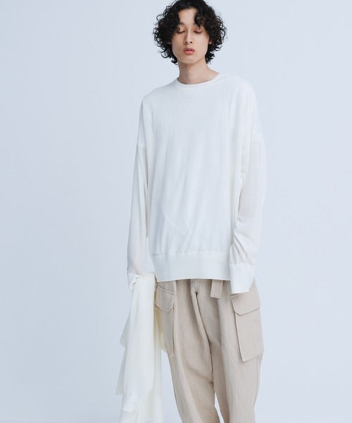 ADAM ET ROPE'（アダムエロペ）の「【WEB限定】麻調 ルーズ シアー サマーニット ビッグプルオーバー / ユニセックス（Tシャツ/カットソー・メンズ・ホワイト/ブラック/パープル/オレンジ・M/L）」の5枚目の写真
