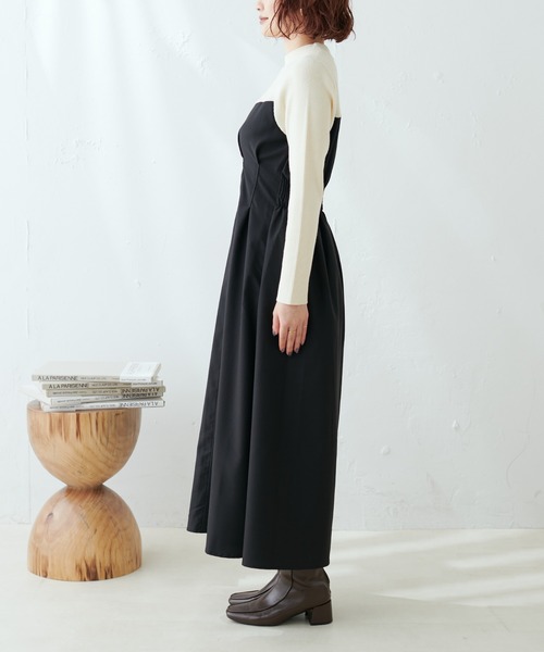 natural couture(ナチュラルクチュール)の「WEB限定/プチハイリブニットドッキングワンピース(ワンピース・レディース・ブラック系その他/ベージュ/ブラック・FREE)」の22枚目の写真