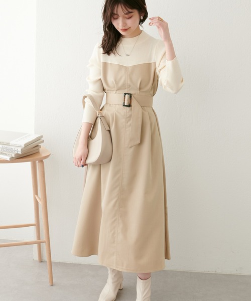 natural couture(ナチュラルクチュール)の「WEB限定/プチハイリブニットドッキングワンピース(ワンピース・レディース・ブラック系その他/ベージュ/ブラック・FREE)」の16枚目の写真