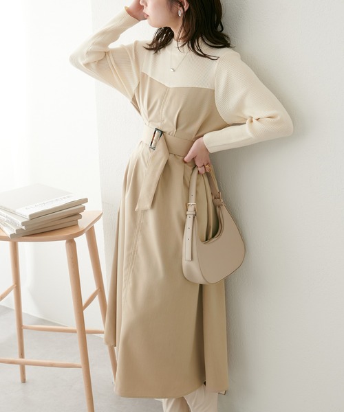 natural couture(ナチュラルクチュール)の「WEB限定/プチハイリブニットドッキングワンピース(ワンピース・レディース・ブラック系その他/ベージュ/ブラック・FREE)」の19枚目の写真