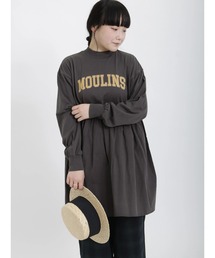 Samansa Mos2 | ロゴプリントドッキングチュニック(Tシャツ/カットソー)