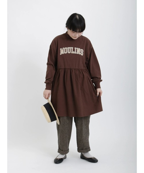 Samansa Mos2(サマンサ モスモス)の「ロゴプリントドッキングチュニック(Tシャツ/カットソー・レディース・チャコール/キナリ/ブラウン/グリーン・フリ-)」の6枚目の写真