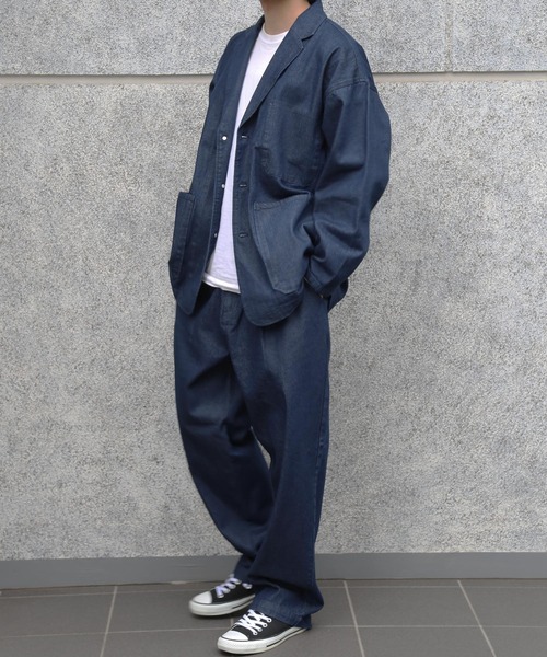 CERCA(チェルカ)の「【BEL】10ozデニム ビッグシルエット カバーオール/イージーワイドパンツ セットアップ(BG/)(セットアップ・メンズ・ブラック/インディゴブルー・MEDIUM/LARGE)」の16枚目の写真