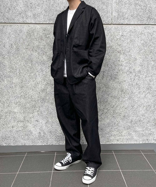 CERCA(チェルカ)の「【BEL】10ozデニム ビッグシルエット カバーオール/イージーワイドパンツ セットアップ(BG/)(セットアップ・メンズ・ブラック/インディゴブルー・MEDIUM/LARGE)」の4枚目の写真