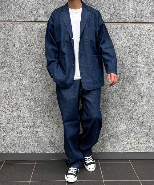 CERCA(チェルカ)の「【BEL】10ozデニム ビッグシルエット カバーオール/イージーワイドパンツ セットアップ(BG/)(セットアップ・メンズ・ブラック/インディゴブルー・MEDIUM/LARGE)」の5枚目の写真