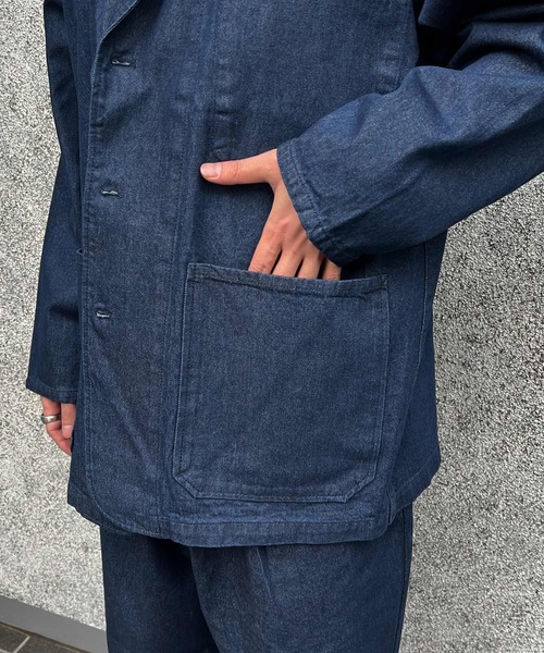 CERCA(チェルカ)の「【BEL】10ozデニム ビッグシルエット カバーオール/イージーワイドパンツ セットアップ(BG/)(セットアップ・メンズ・ブラック/インディゴブルー・MEDIUM/LARGE)」の8枚目の写真