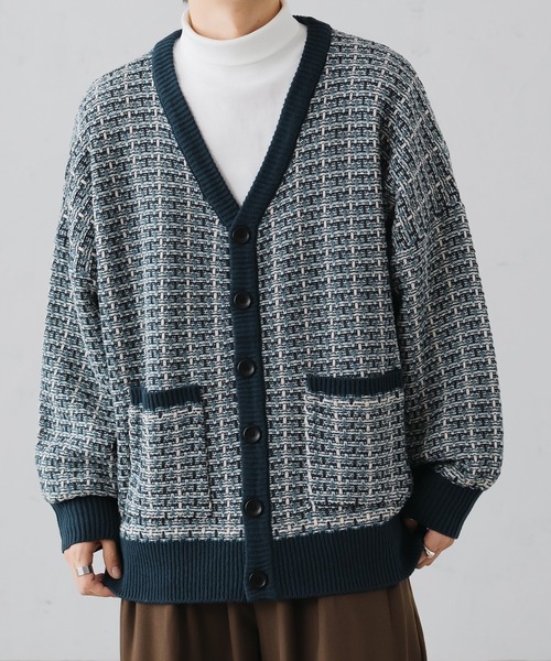 epnok（エプノック）の「ツイードニットカーディガン（カーディガン/ボレロ・メンズ・カーキ/ブルー/ブラック・SMALL/MEDIUM/LARGE）」の3枚目の写真