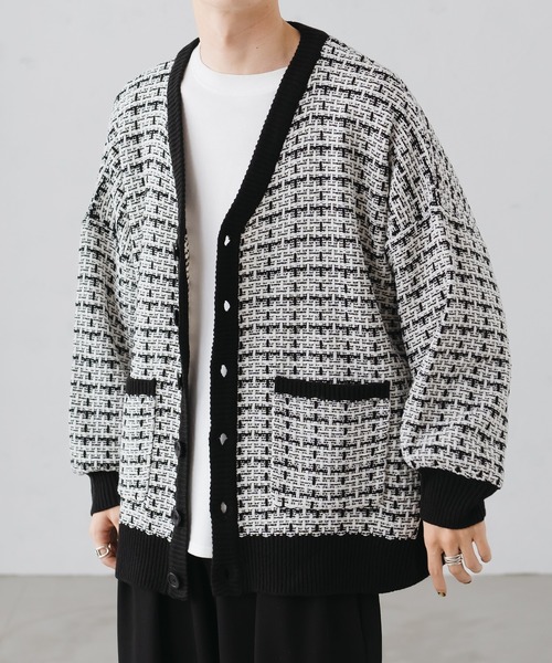 epnok（エプノック）の「ツイードニットカーディガン（カーディガン/ボレロ・メンズ・カーキ/ブルー/ブラック・SMALL/MEDIUM/LARGE）」の2枚目の写真