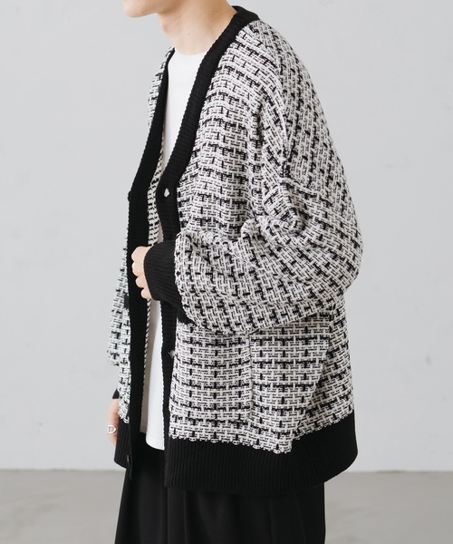 epnok（エプノック）の「ツイードニットカーディガン（カーディガン/ボレロ・メンズ・カーキ/ブルー/ブラック・SMALL/MEDIUM/LARGE）」の4枚目の写真