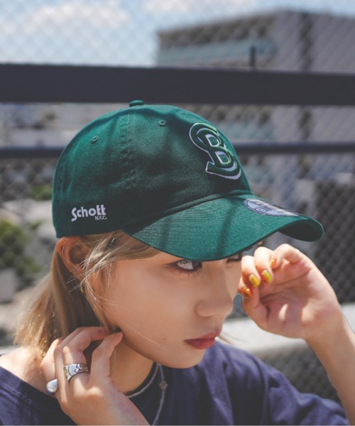 SCHOTT オリーブ ベースボールキャップ 9TY SNAPBACK Schott×NEWERA/ショット×ニューエラ/9THIRTY 'SB'/SBキャップ