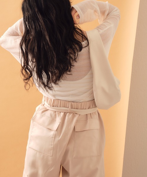 CIAOPANIC TYPY（チャオパニックティピー）の「シアーレースボーダーアソートBIGTEE（Tシャツ/カットソー・レディース・オレンジ/ホワイト/ブラック/アイボリー・ONE SIZE）」の8枚目の写真