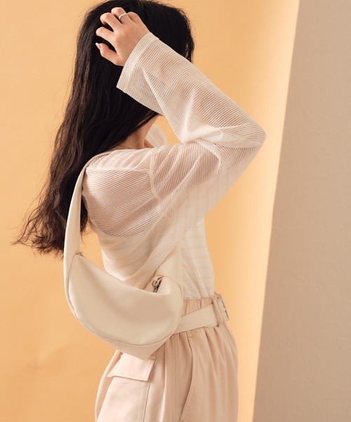 CIAOPANIC TYPY（チャオパニックティピー）の「シアーレースボーダーアソートBIGTEE（Tシャツ/カットソー・レディース・オレンジ/ホワイト/ブラック/アイボリー・ONE SIZE）」の9枚目の写真