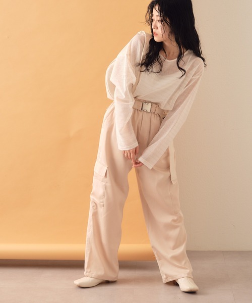 CIAOPANIC TYPY（チャオパニックティピー）の「シアーレースボーダーアソートBIGTEE（Tシャツ/カットソー・レディース・オレンジ/ホワイト/ブラック/アイボリー・ONE SIZE）」の10枚目の写真