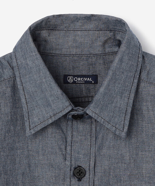 ORCIVAL（オーシバル）の「ORCIVAL | コットンシャンブレー ロングスリーブシャツ MEN（シャツ/ブラウス・メンズ・サックスブルー/ブルー・4/5）」の5枚目の写真