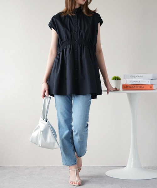 IAMUSE(アイアミューズ)の「シャーリングチュニックシャツ S0972【IAMUSE】(シャツ/ブラウス・レディース・オフホワイト/ブラック・FREE)」の14枚目の写真
