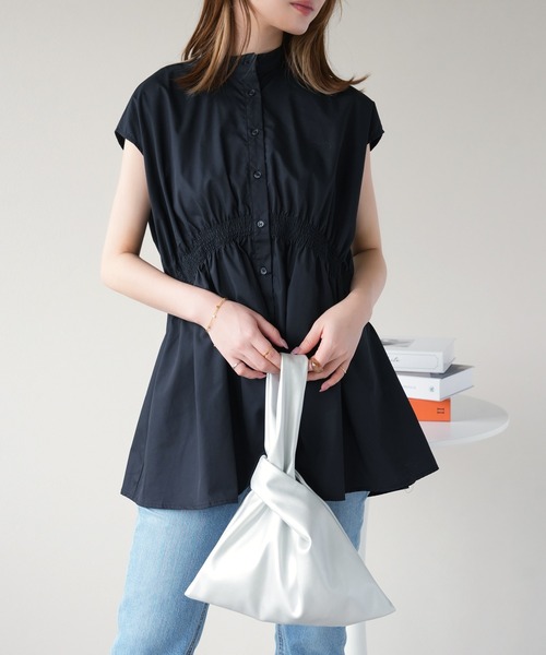 IAMUSE(アイアミューズ)の「シャーリングチュニックシャツ S0972【IAMUSE】(シャツ/ブラウス・レディース・オフホワイト/ブラック・FREE)」の11枚目の写真